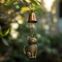 跨境新品Cat Wind Chime古铜黄铜猫咪风铃门窗挂饰户外庭院挂饰品