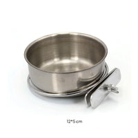 Stainless Steel Dog Bowl with Mounting Bracket Hanging Cage Bowl with Clamp Rust-Resistant Metal Feeder Dish Easy to Install for Dogs, Birds, Small Pets, Bird Cages