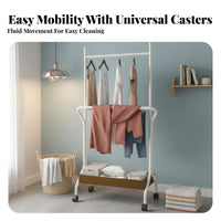 Freestanding Clothes Rail with storage areaSaving Garment Rack Simple Design
