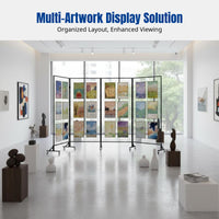 Folding Mesh Display Rack, Metal Art Stand, Movable Organizer for Kindergarten, Studio, Gallery