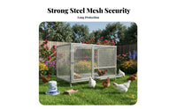 Easy to Clean Large Metal Chicken Enclosure Lockable Door Large Metal Chicken Coop Pitched Roof Design Outdoor Rabbit Enclosure Egg Roll-out Tray for Backyard Farmers, Homesteaders, Courtyard, Farm, Yard, Garden