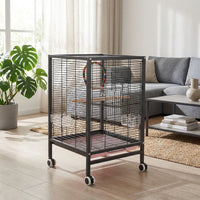 Flat Top Bird Cage for Budgies and Conures, Multiple-door Parrot Habitat, Indoor Outdoor Cockatiel Enclosure, Finch Set with Visible Accessories