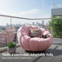 Pumpkin-Shaped Armchair 360° rotate Pumpkin-Shaped Seat with Footstool Soft and Breathable Ergonomic Design for Readers, Bedroom