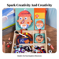 Children's Mind Game Board, 3D Facial Features, Educational Wooden Toy, Early Learning, Cartoon