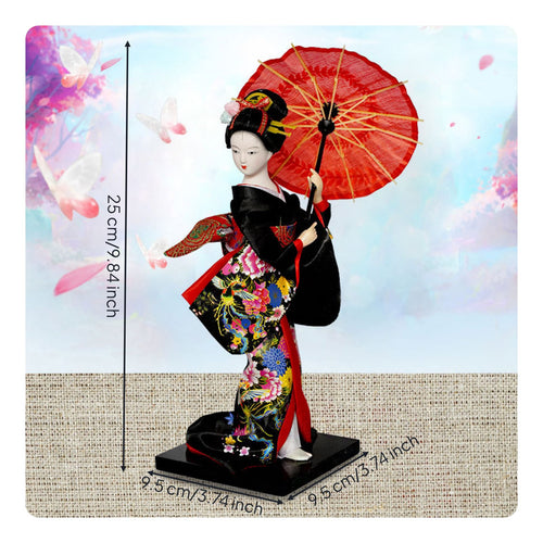 Silk Geisha Doll Handmade Geisha Figurine for Shelf, Desktop, Japan Enthusiasts