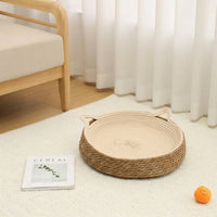Woven Cat Bed Made of Grass Material, All Season Cat Bed for Indoor Cats, Open Woven Grass Cat Bed, Four Seasons Resting Place