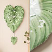 Foliage Wall Clock Easy to Hang Wall Clock with Hanging Leaf Modern for Bedroom