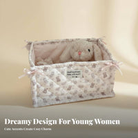 Cute Animal Organizer Bin Versatile Satin Cosmetic Pouch Storage Basket for Washroom