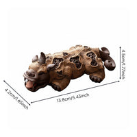Tree Bark Texture Wealth Guardian Figurine Auspicious Creature for Desktop