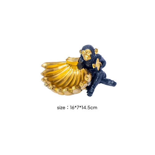 Banana Monkey Statue Desktop Decoration Gold Banana Ape Ornament Creative Design