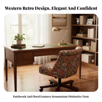 Wheeled Vanity Chair Height Adjustable Office Furniture Vintage Design Effortless Rolling Casters for Students, Bedroom