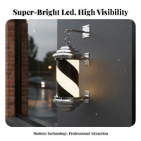 Haircut Pole Lamp Waterproof Illuminated Haircut Pole Rotating Salon Lamp Electroplated Finish Wall Mounted Rotating Sign Energy