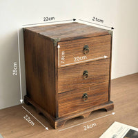 Rustic Desktop Storage Cabinet Wood-Grain Finish 3-Drawer Wooden Cabinet Hand-Finished 3 Drawer Organizer
