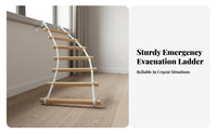 Solid Wood Rungs Fire Escape Rope Ladder Heavy Duty Soft Rescue Ladder Fast to Deploy Safety Equipment High Load Capacity for Families, Residents, Homeowners, Home, Apartment Building, Balcony