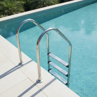 Stainless Steel Swimming Pool Ladder with Handrails Rust-Resistant Pool Ladder with Handrails Cylindrical Reinforced for Backyard Pools
