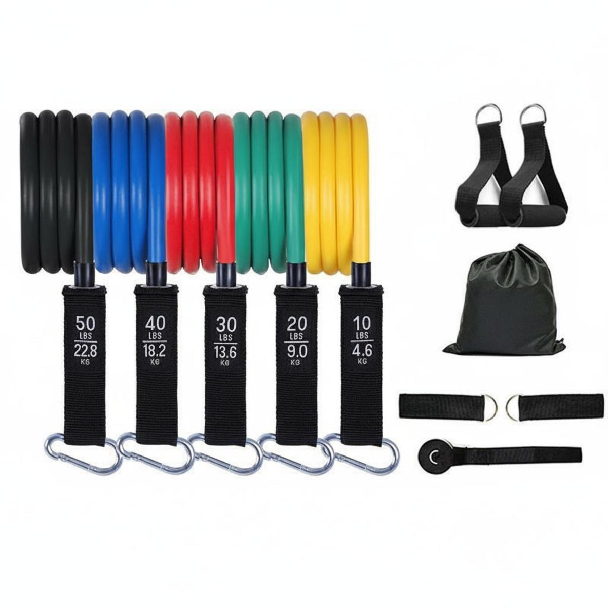 11 Pieces 11 Piece Elastic Band Set Adjustable Ankle Straps Elastic Band Set Exercise Bands Kit Sturdy Duty for Home, Travel