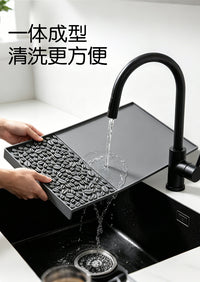 Coffee Machine Silicone Mat with Edge, Tamper Mat, Bar Counter Kitchen Non-Slip Mat, Water Absorbent Silicone Pad