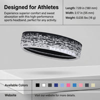 Sports Sweatband Headband for Adults, Moisture Wicking Non-Slip for Running Tennis Basketball, Athletic Sweat Absorbing Wrist