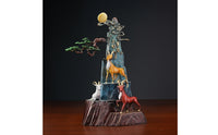 Mountain Sculpture with Goats Collectible Three Caprine Figures Sculpture Textured Caprine Ornament for Homeowners, Collectors, Office