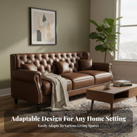 Tufted Leather Couch Traditional design Sofa Deep Button Tufting Upholstered Seating for Apartment Dwellers, Homeowners, recreation Area, Lounge, Study