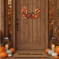 Wreath with Jute Twine Open-Frame Floral Hoop Wreath Indoor for Entryway, Mantel