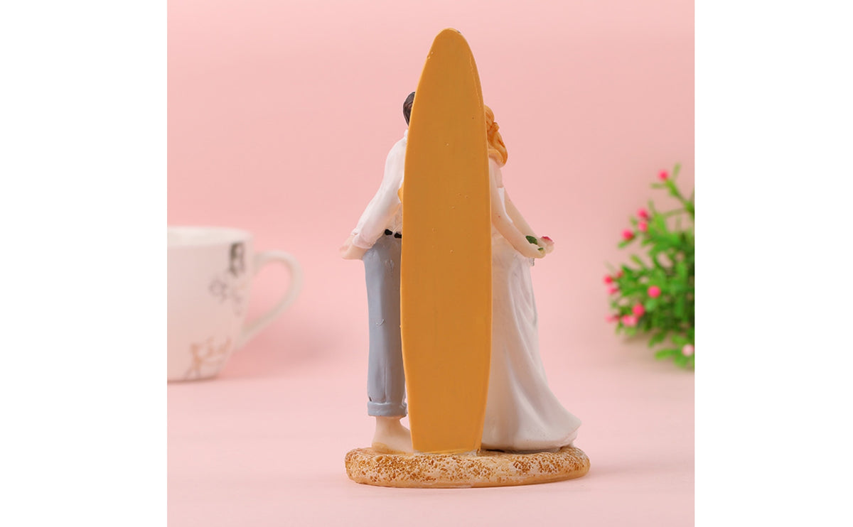 Wedding Cake Topper with surfboards Hand-Painted Adorno Para Pastel Boda Pintado a Mano Statue for Newlyweds