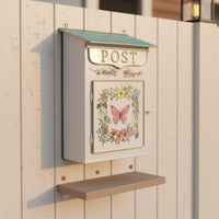 Surface-Mounted Mailbox Easy to Mount Outdoor Mail Box Floral Pattern Front Porch Fixture for Entrance