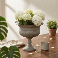 Urn Planter Flared Opening Urn-Shaped Planter Stone-Look Pedestal Vase for Courtyard, Balcony
