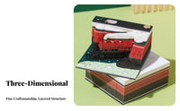 125 Sheets Creative Gift Christmas Train Paper Model Non-Sticky Notes Tear-Away Sculpture Memo Block Includes Acrylic Display Case