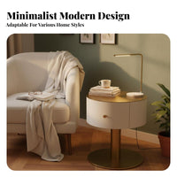 Round Side Table Sturdy Build Cylindrical accent Table space-saving Size for Parents