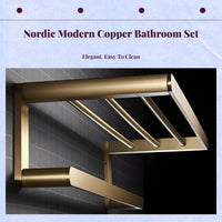 Towel Rack, Brass Double Bar, Wall-Mounted, Rustproof