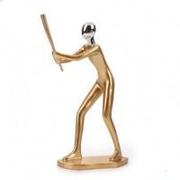 Resin Figurine with Chrome Head Stylish Art Statue Elegant for Shelf, Homeowners