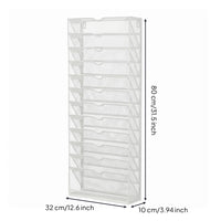 13-Tier File Rack Wrought Iron Style Vertical Tray Organizer Slim Frame