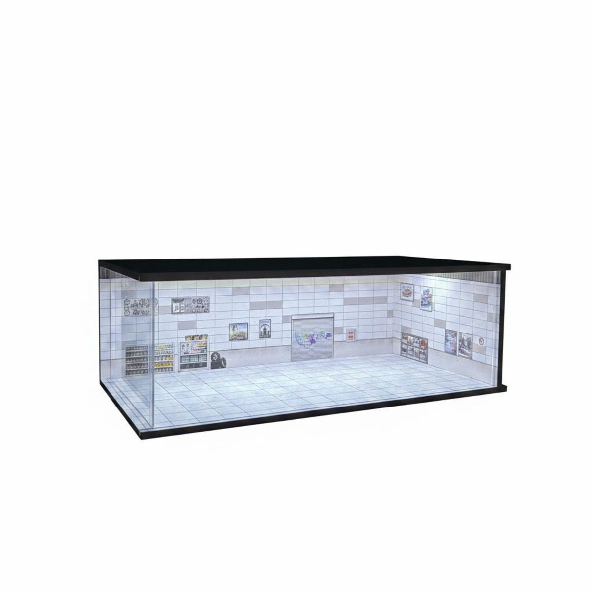 1:64 Garage Diorama with Lights 1/64 Car Display Box Dustproof Diecast Car Display Case for Desk, Shelf