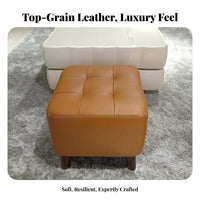 Tufted Cube Stool Multi-Purpose Square Tufted Pouf Stable Wooden Legs for Adults