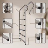 Stainless Steel Pool Ladder Wall-Mounted No-Embed Pool Ladder Resistant Entry and Exit System for Homeowners, Swimming Pools