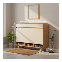 Solid Wood Footwear Storage Cabinet Space-Saving Design Entryway Storage Cabinet Sturdy Construction Modern Shoe Rack with Doors for Hallway