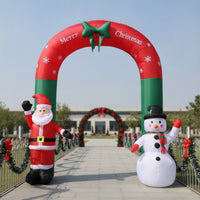 Christmas Inflatable Arch Festive Christmas Arch with Santa and Snowman Large Stable for Yard, Courtyard