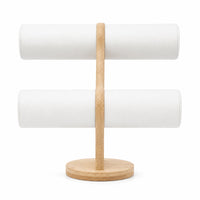 Bracelet Display Stand Two-Tier Bangle Organizer Wooden Jewelry Display Stand for Scrunchie Hair Ties