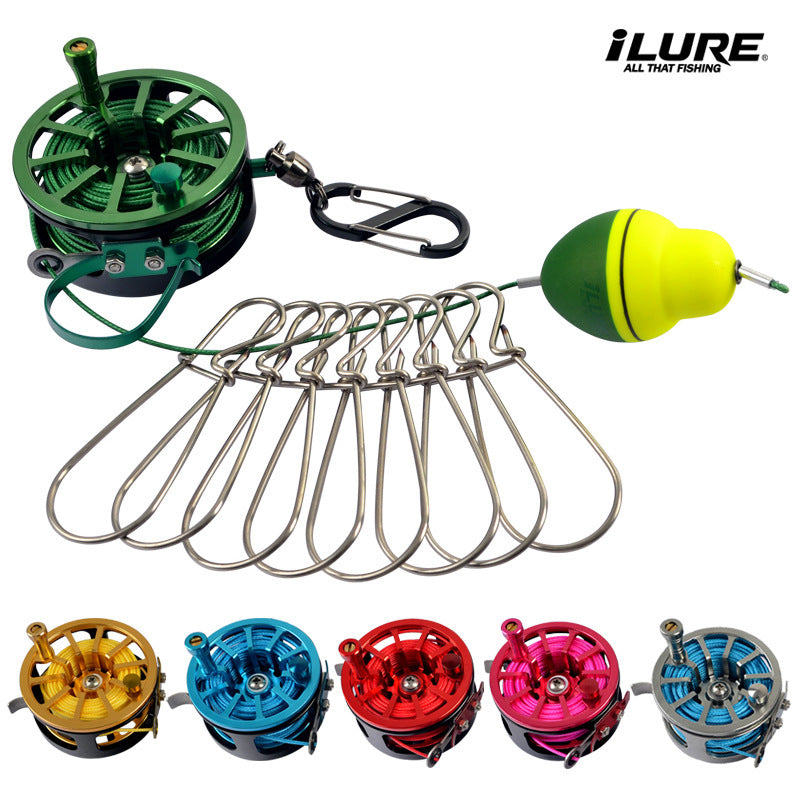 Ailuya ilure Retractable Fish Stringer with Reel, Stainless Steel, Lightweight, Cross-Border