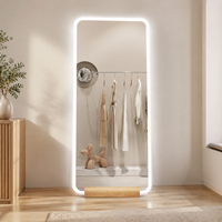 Full-length Mirror, Standing Mirror, Nordic Style, Wooden Frame, 80cm Width, Large Standing Mirror, For Fitting Rooms, Commercial Use