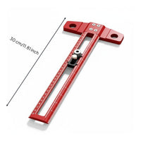 T-Square Ruler Etched Scale Woodworking Marking Gauge Hole Guide
