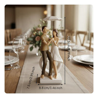 Couple Under Umbrella Ornament Artistic Couple Under Umbrella Figurine Modern Handcrafted Resin Lover Statue for Newlyweds, Couples, Desktop
