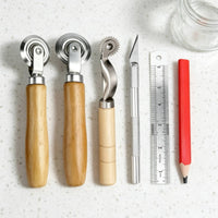 6 Pieces Corrugated Board Scoring Tool Wood Handle Paper Crease Roller