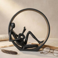 Seated Guitar Sculpture Minimalist Abstract Musician Statue Stable Base Dwelling Decoration for Shelf, Bookcase