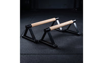 2 Pieces Upper-Body Press Stands with Wooden Grips Triangular Wooden Parallettes Compact Barres Pompes En Bois for Calisthenics Athletes, Home Gym