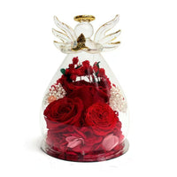 Angel Glass Dome with Roses Symbol of Everlasting Love for Christmas, Mom, Women