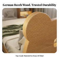 Childrens Wood Bed Built-in Lighting Solid Wood Bed Frame No Box Spring Needed Bedroom Furniture for Guests, Adults, Guest Room, Apartment