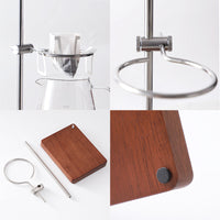 Adjustable Wooden Coffee Drip Stand with Glass V60 Dripper and Server Set