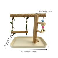 Natural Wood Reptile Perch with Tray Easy to Clean Climbing Stand with Swing Sturdy Wooden Reptile Playground Safe for Terrarium